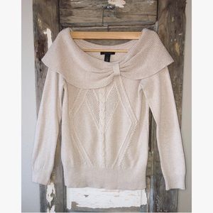 WHBM Cowl Sweater Cream Color Small